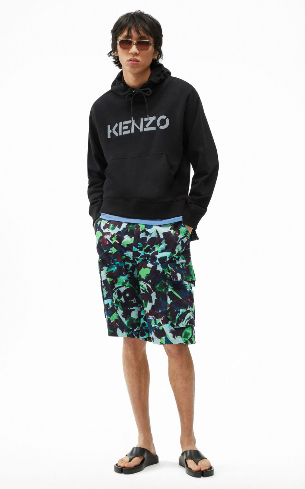 Sweat A Capuche Kenzo Logo Homme Noir | WHJZ-89346